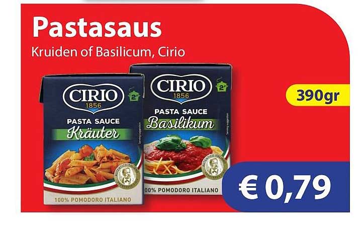 Pastasaus Kruiden of Basilicum, Cirio
