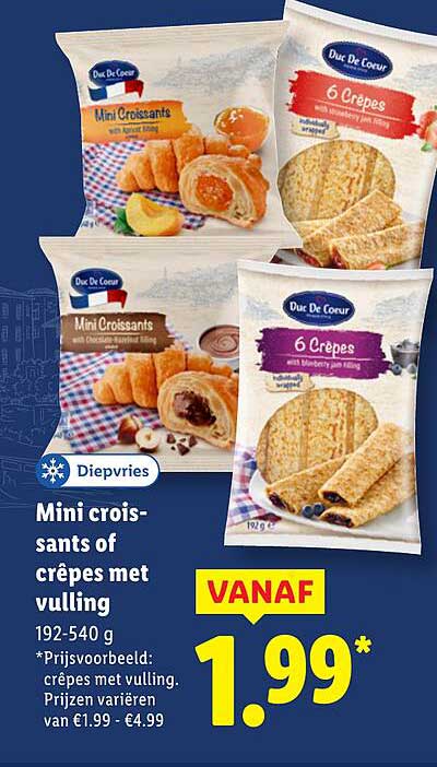 Mini croissants of crêpes met vulling