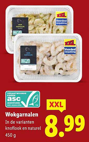 Wokgarnalen in de varianten knoflook en natuur 450 g