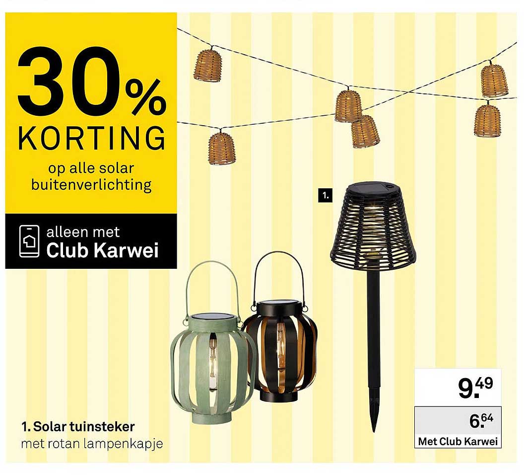 1. Solar tuinsteeker met rotan lampenkapje
