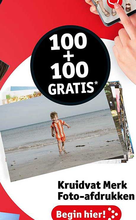 100 + 100 GRATIS* Kruidvat Merk Foto-afdrukken Begin hier!