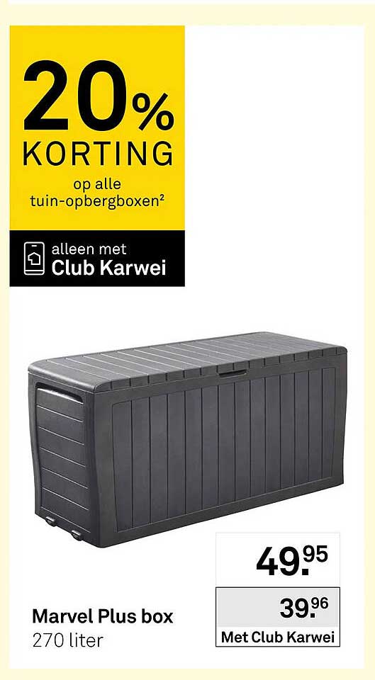 20% korting op alle tuin-opbergboxen alleen met Club Karwei