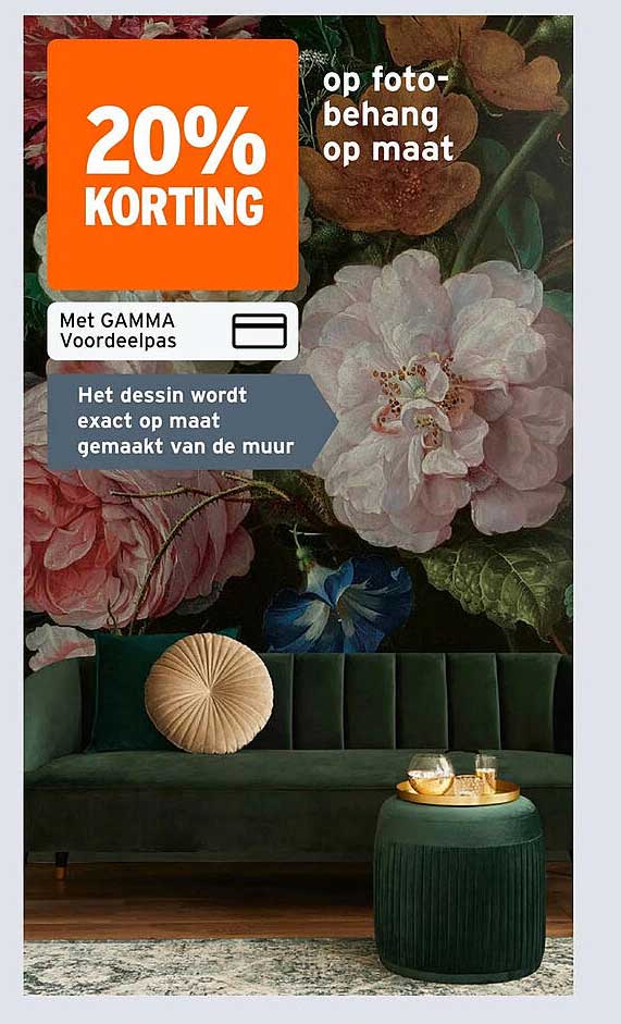 20% korting op fotobehang op maat