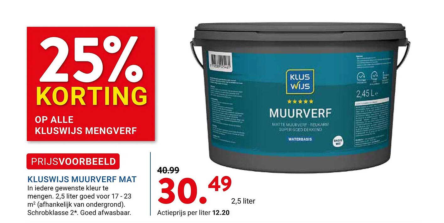 25% korting op alle KlusWijs mengverf