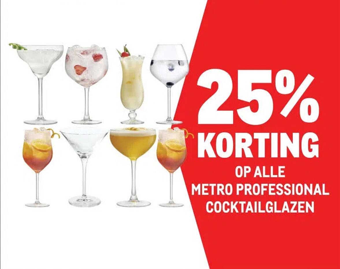 25% KORTING OP ALLE METRO PROFESSIONAL COCKTAILGLAZEN