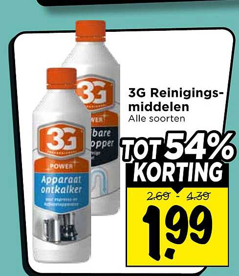 3G Reinigingsmiddelen Alle soorten TOT 54% KORTING