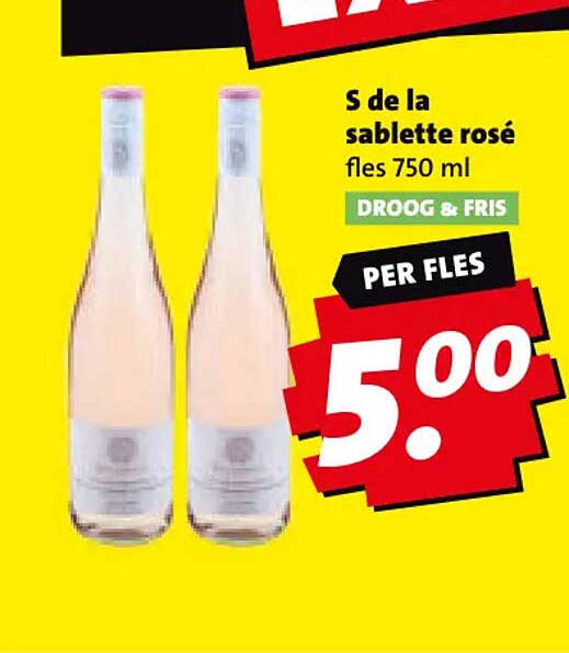 5 de la sablette rosé fles 750 ml DROOG & FRIS PER FLES