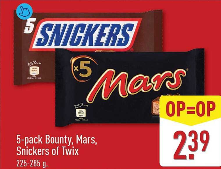 5-pack Bounty, Mars, Snickers of Twix