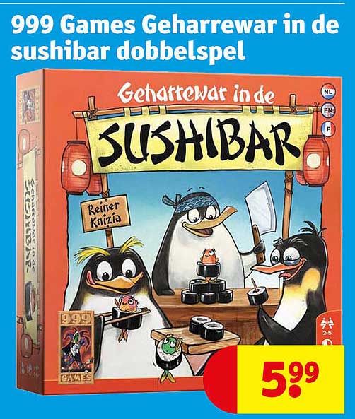 999 Games Geharrewar in de sushibar dobbelspe(l)