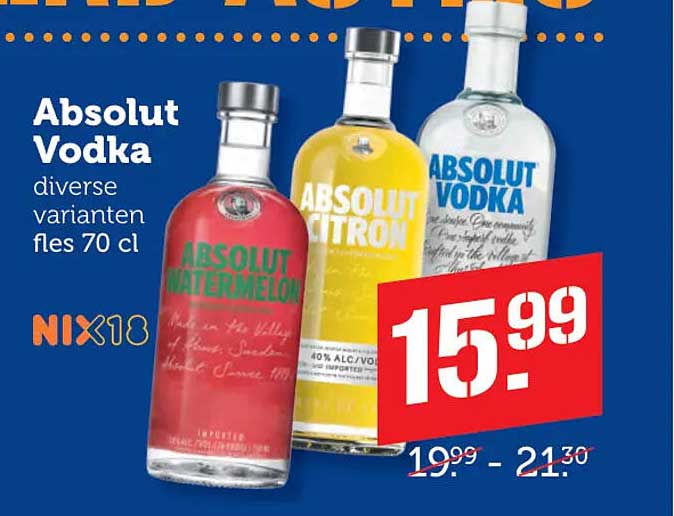 Absolut Vodka diverse varianten fles 70 cl
