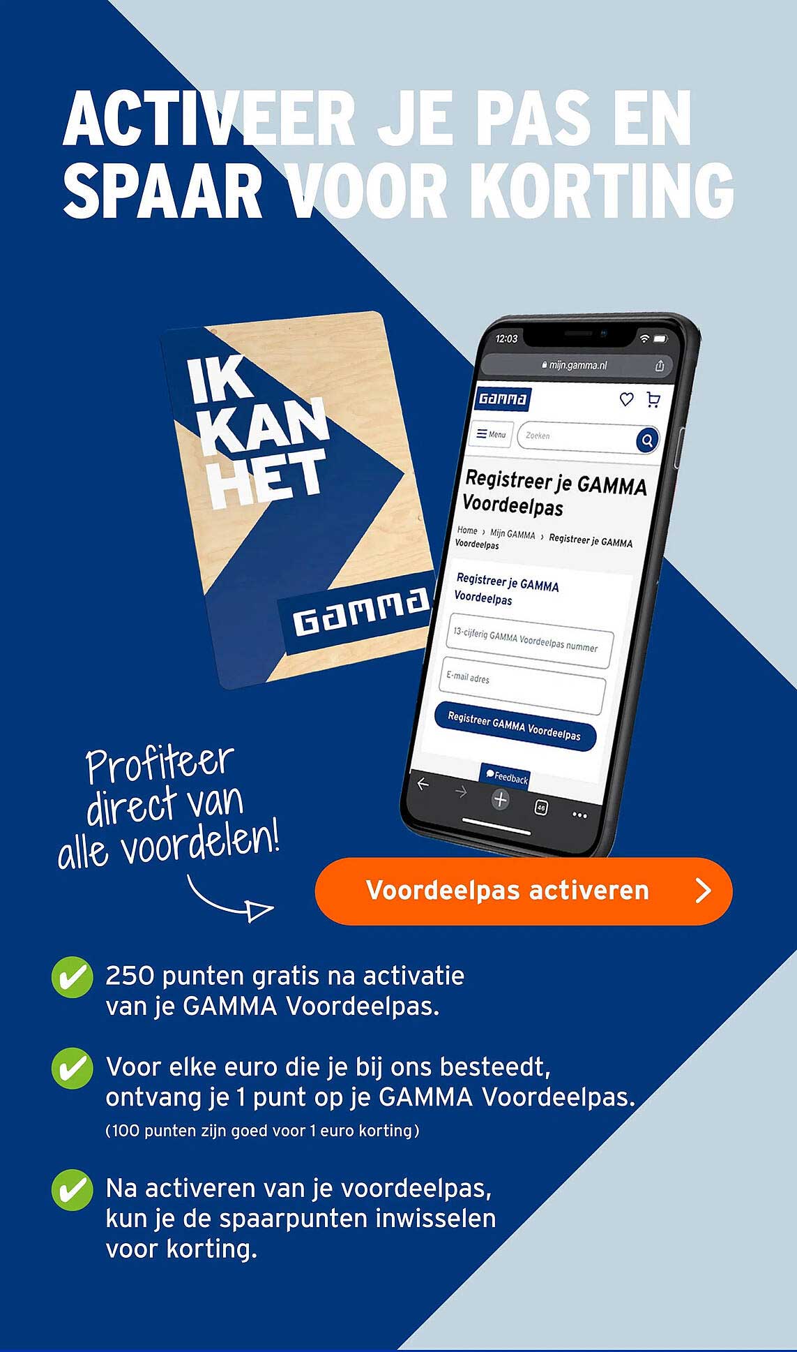 Activeer je pas en spaar voor korting