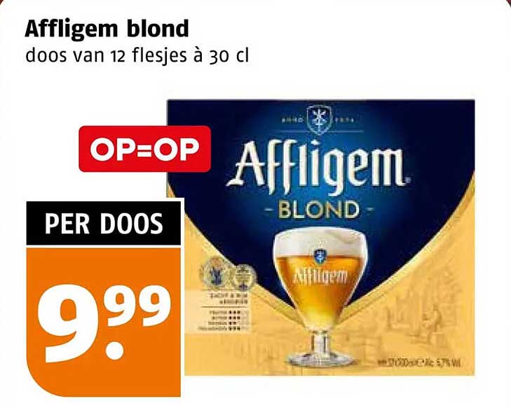 Affligem blond doos van 12 flesjes à 30 cl OP=OP