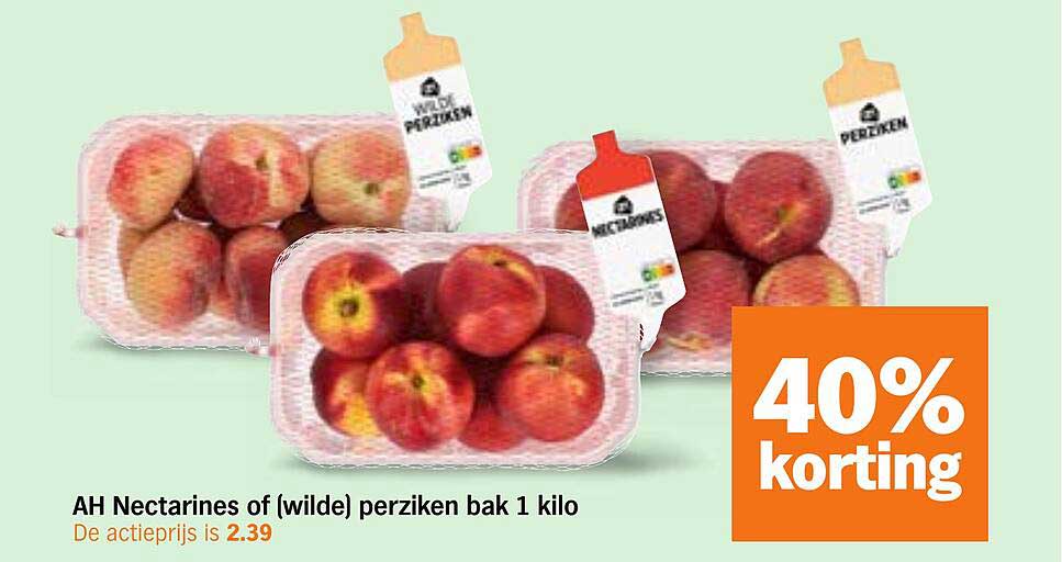 AH Nectarines of (wilde) perziken bak 1 kilo 40% korting