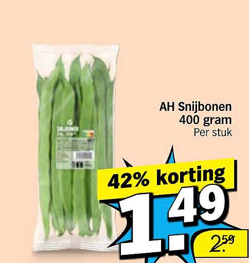 AH Snijbonen 400 gram Per stuk 42% korting