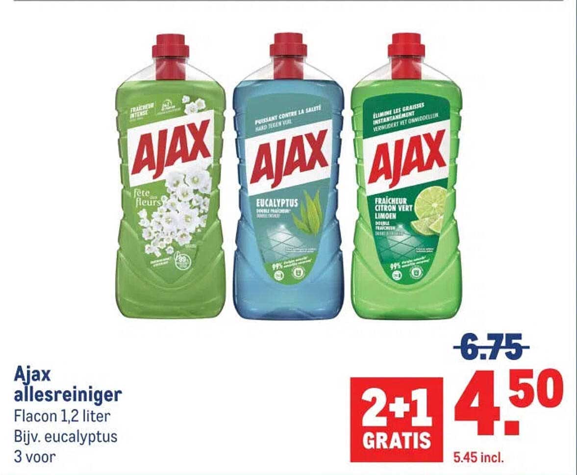 Ajax allesreiniger 2+1 GRATIS