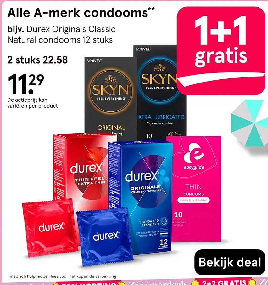 Alle A-merk condooms** 1+1 gratis