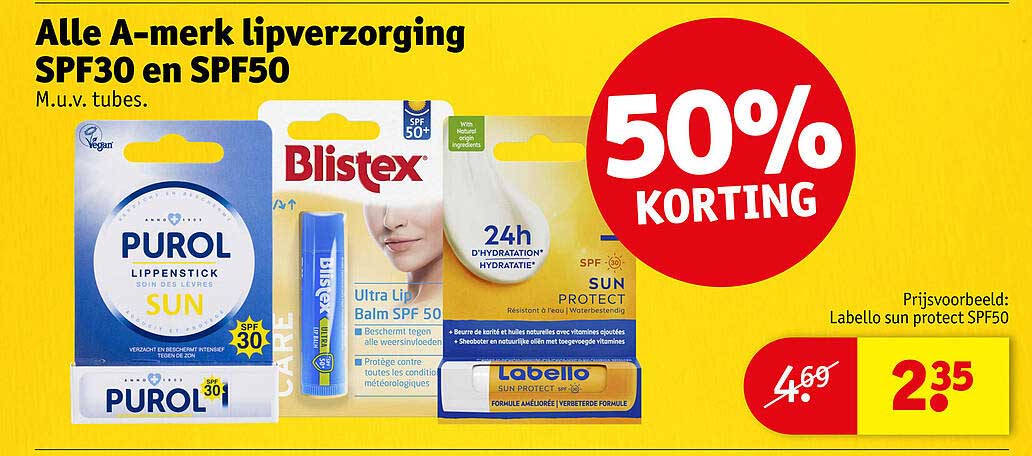 Alle A-merk lipverzorging SPF30 en SPF50