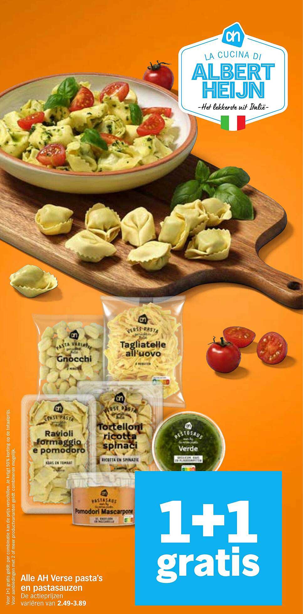 Alle AH Verse pasta’s en pastasauzen 1+1 gratis