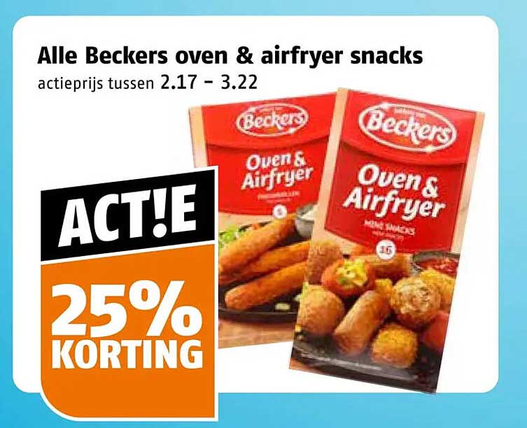 Alle Beckers oven & airfryer snacks 25% korting
