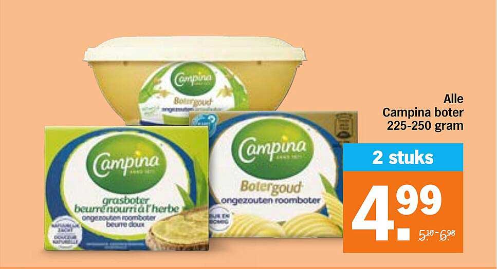 Alle Campina boter 225-250 gram 2 stuks