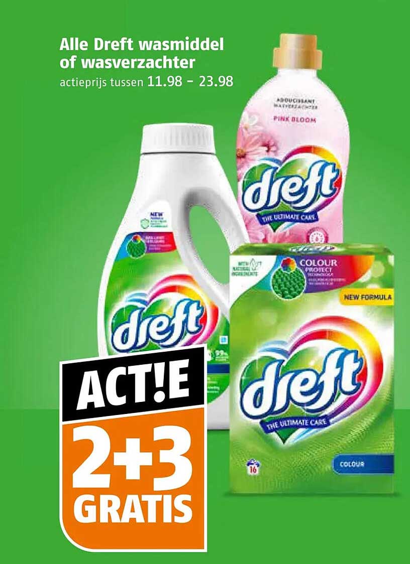 Alle Dreft wasmiddel of wasverzachter 2+3 GRATIS