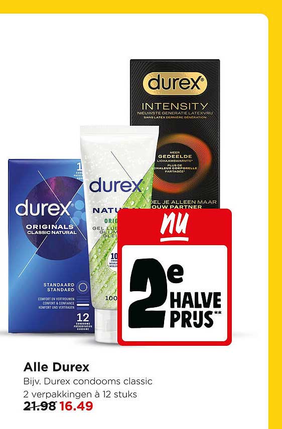 Alle Durex Bijv. Durex condooms classic 2 verpakkingen à 12 stuks 2e halve prijs
