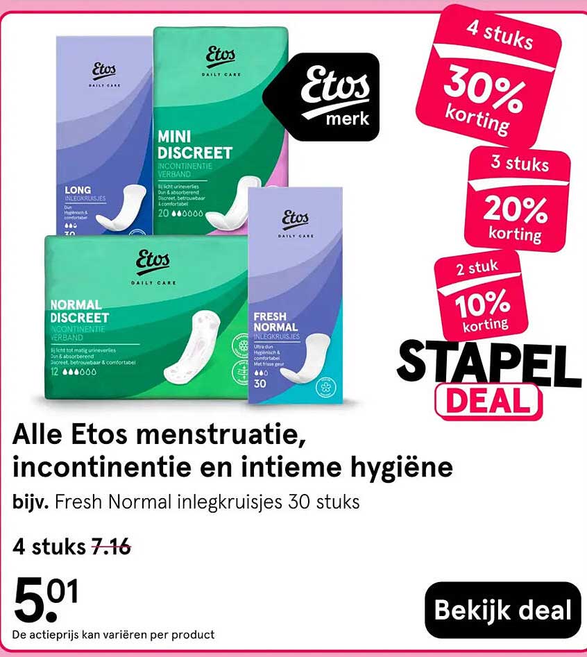 Alle Etos menstruatie, incontinentie en intieme hygiëne