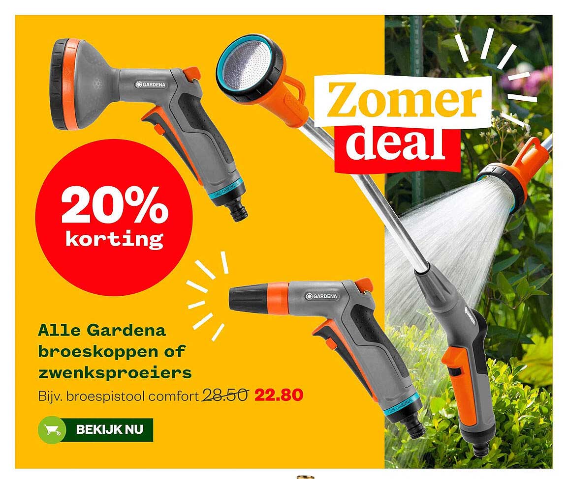 Alle Gardena broeskoppen of zwenksproeiers 20% korting