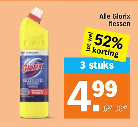 Alle Glorix flessen tot wel 52% korting 3 stuks