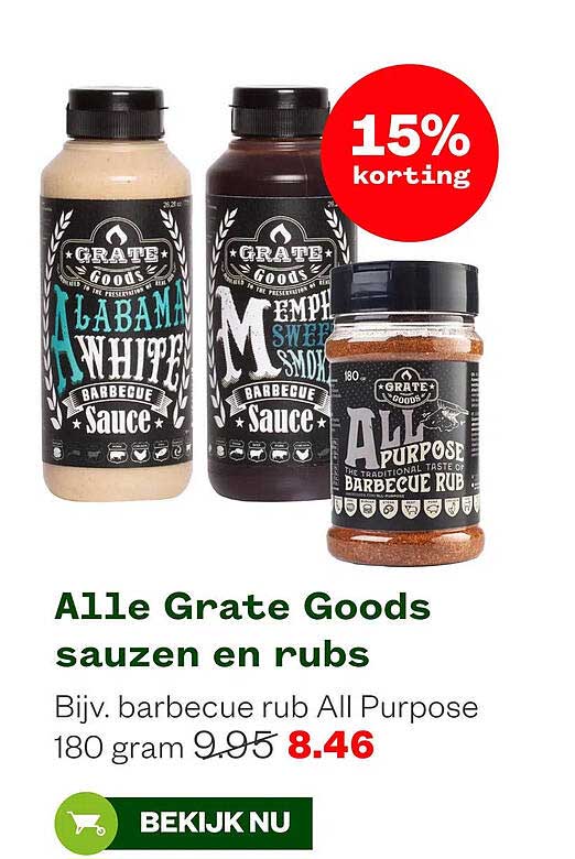 Alle Grate Goods sauzen en rubs