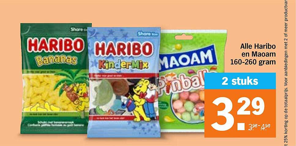 Alle Haribo en Maoam 160-260 gram 2 stuks