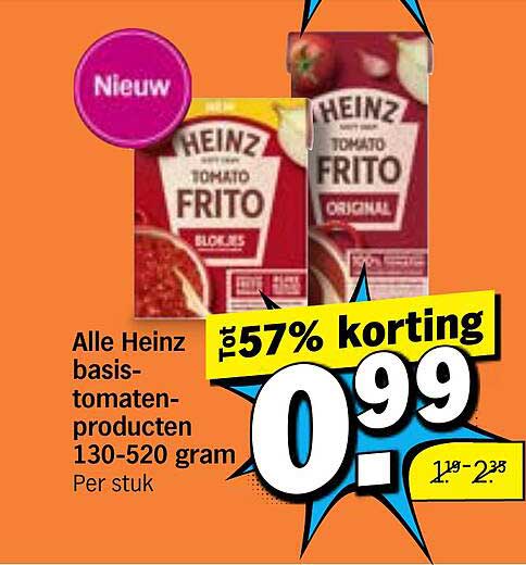 Alle Heinz basis-tomaten-producten 130-520 gram Per stuk tot 57% korting