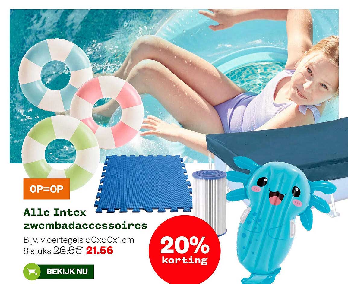 Alle Intex zwembadaccessoires 20% korting