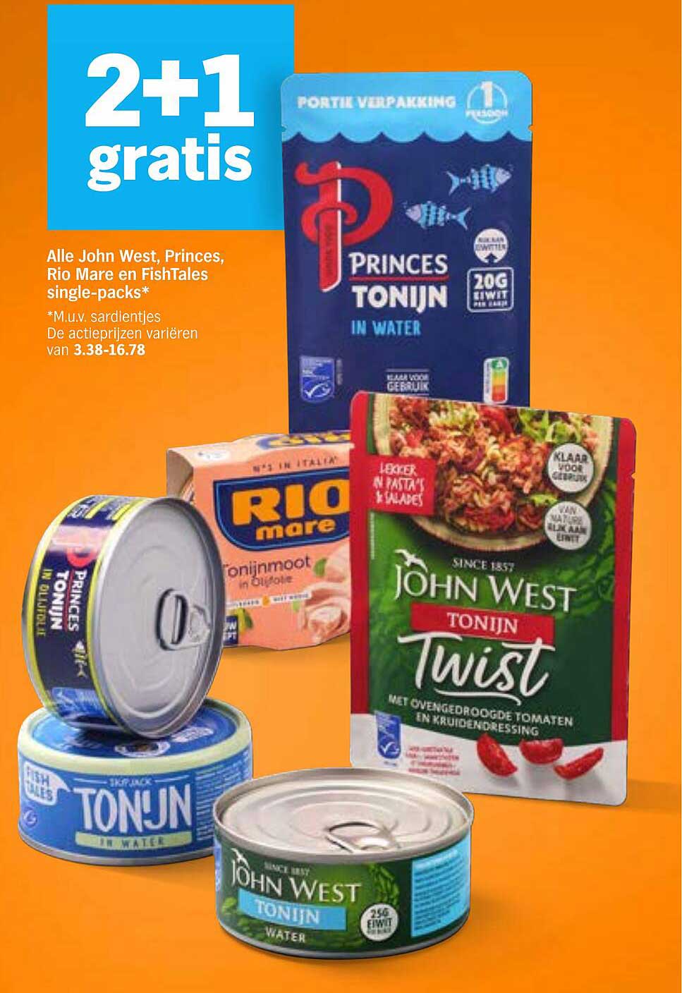 Alle John West, Princes, Rio Mare en Fishtales single-packs* 2+1 gratis