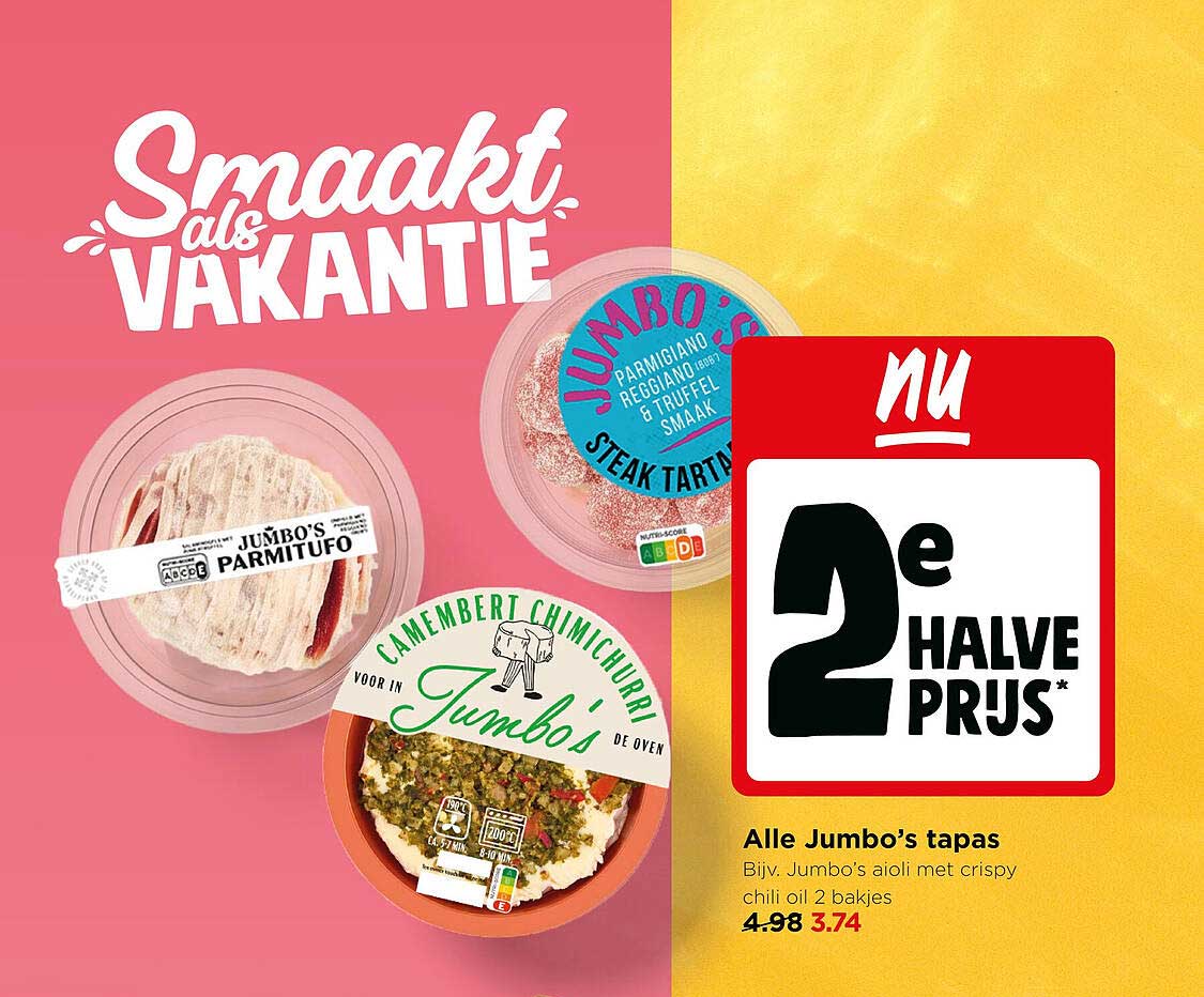 Alle Jumbo’s tapas 2e halve prijs