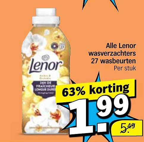Alle Lenor wasverzachters 27 wasbeurten Per stuk 63% korting