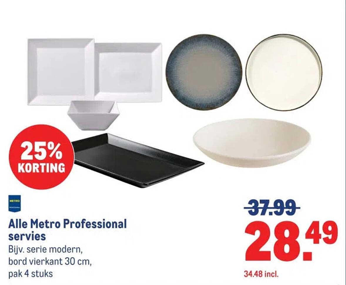 Alle Metro Professional servies 25% korting