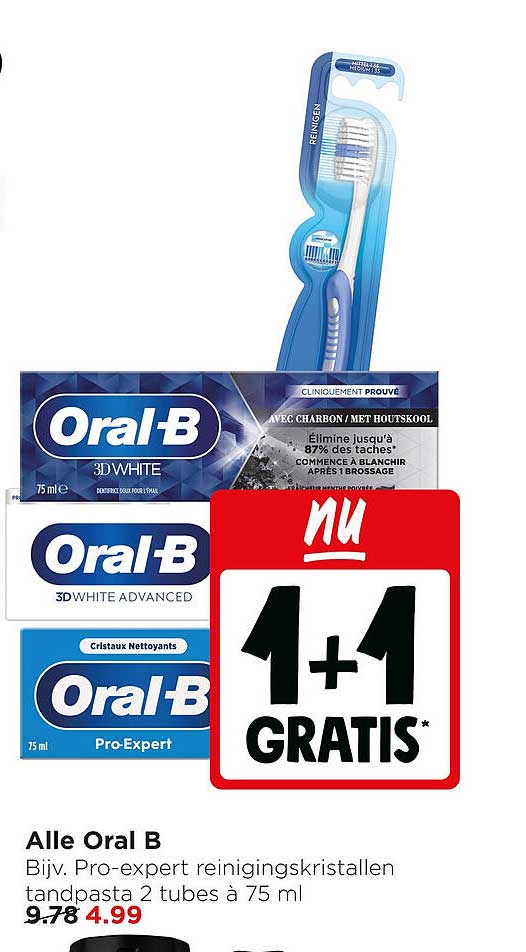 Alle Oral B Bijv. Pro-expert reinigingskristallen tandpasta 2 tubes à 75 ml 1+1 gratis