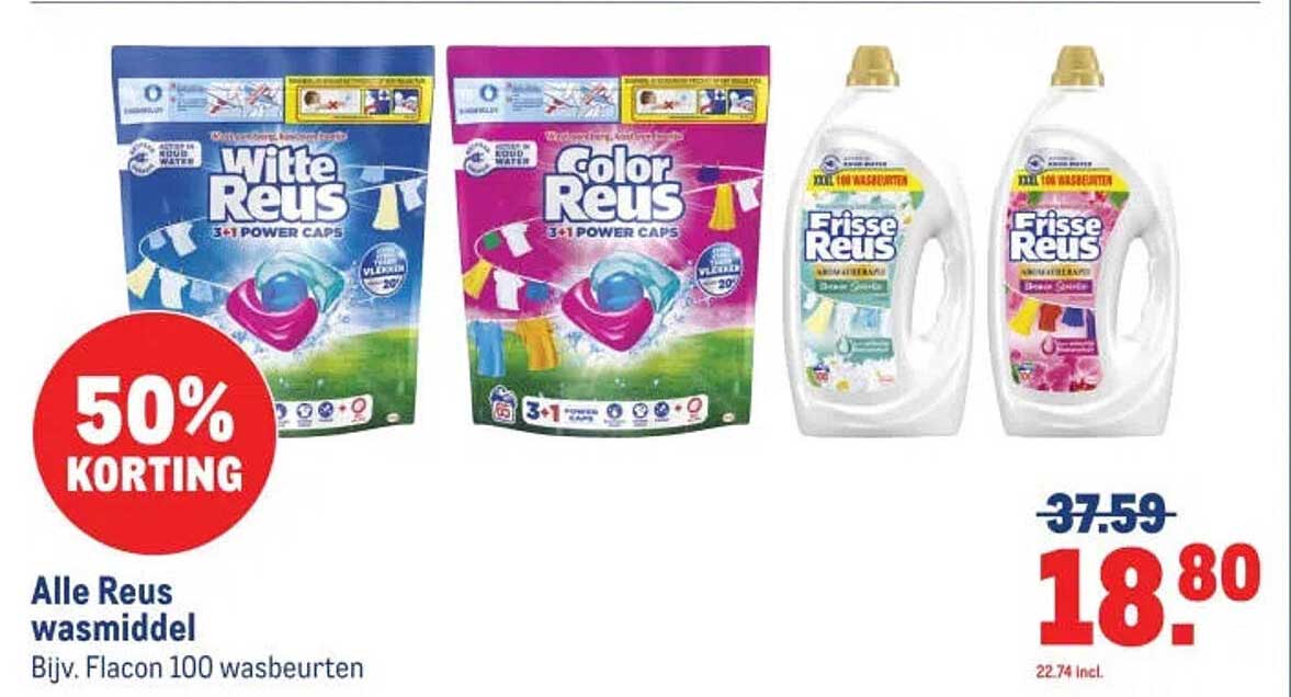 Alle Reus wasmiddel 50% KORTING