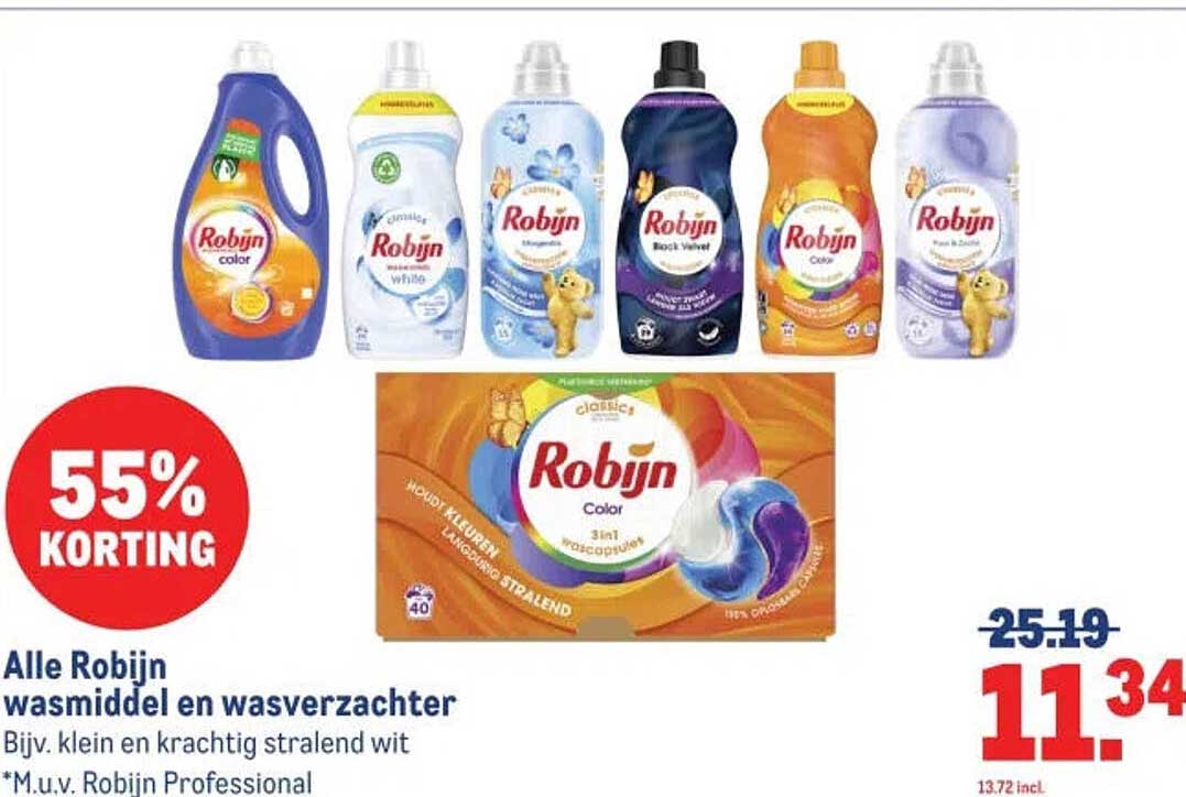 Alle Robijn wasmiddel en wasverzachter