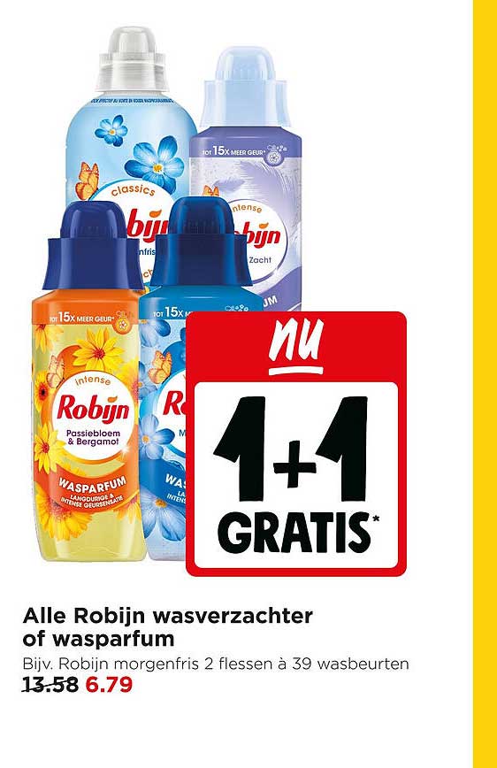 Alle Robijn wasverzachter of wasparfum 1+1 gratis