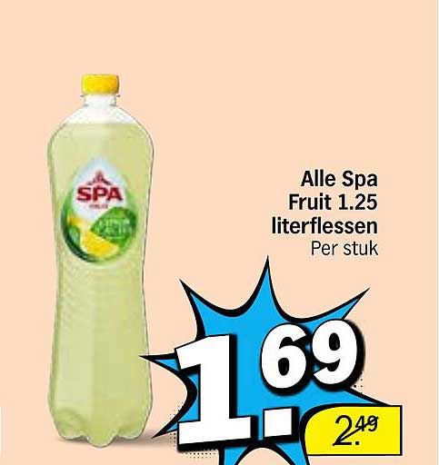 Alle Spa Fruit 1.25 literflessen Per stuk