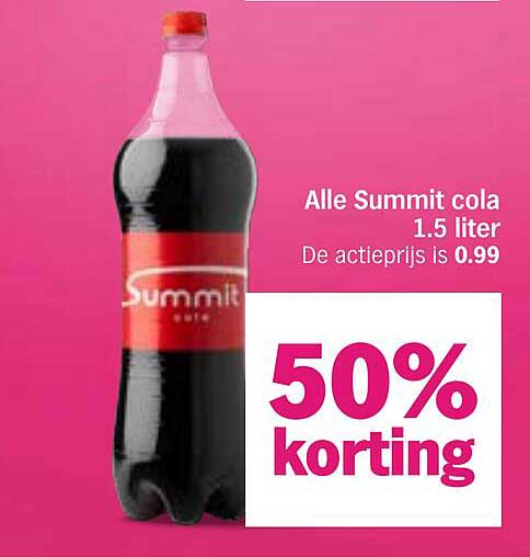 Alle Summit cola 1.5 liter 50% korting
