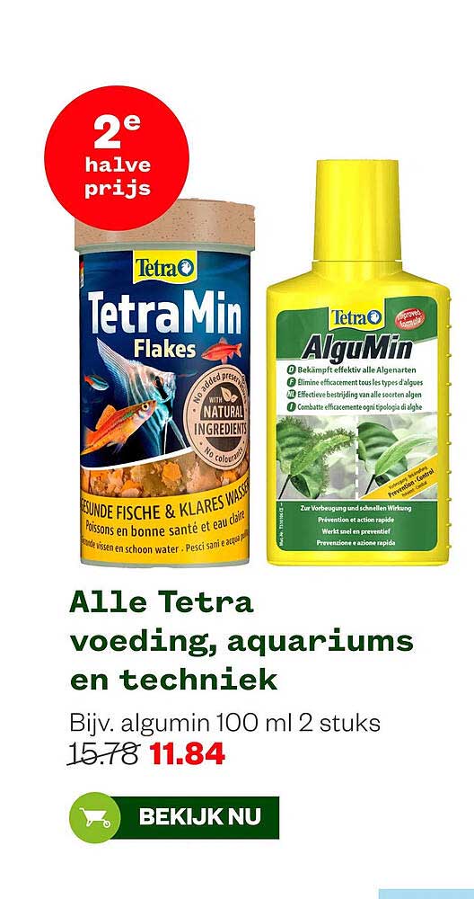 Alle Tetra voeding, aquariums en techniek 2e halve prijs