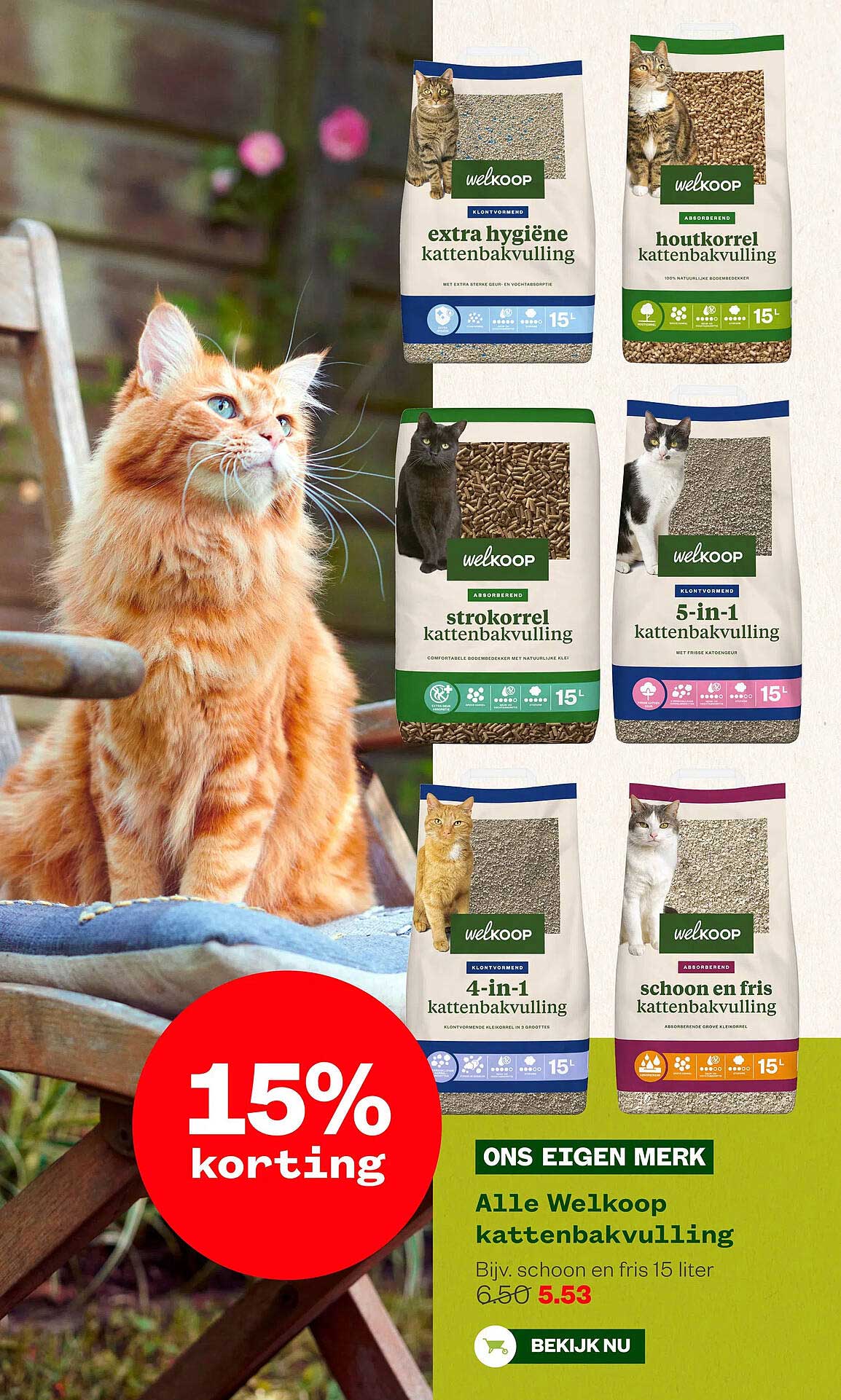 Alle Welkoop kattenbakvulling 15% korting