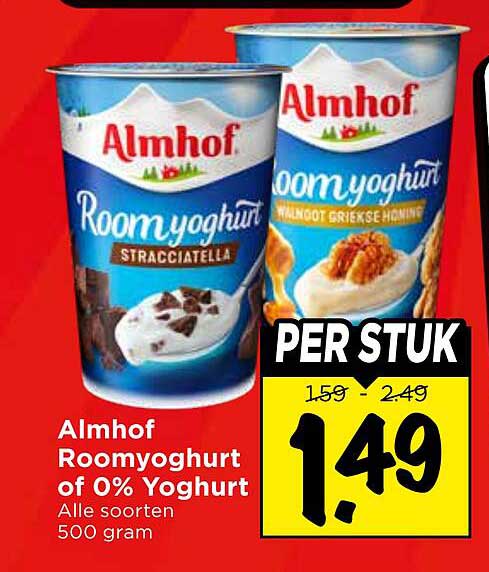 Almhof Roomyoghurt of 0% Yoghurt Alle soorten 500 gram
