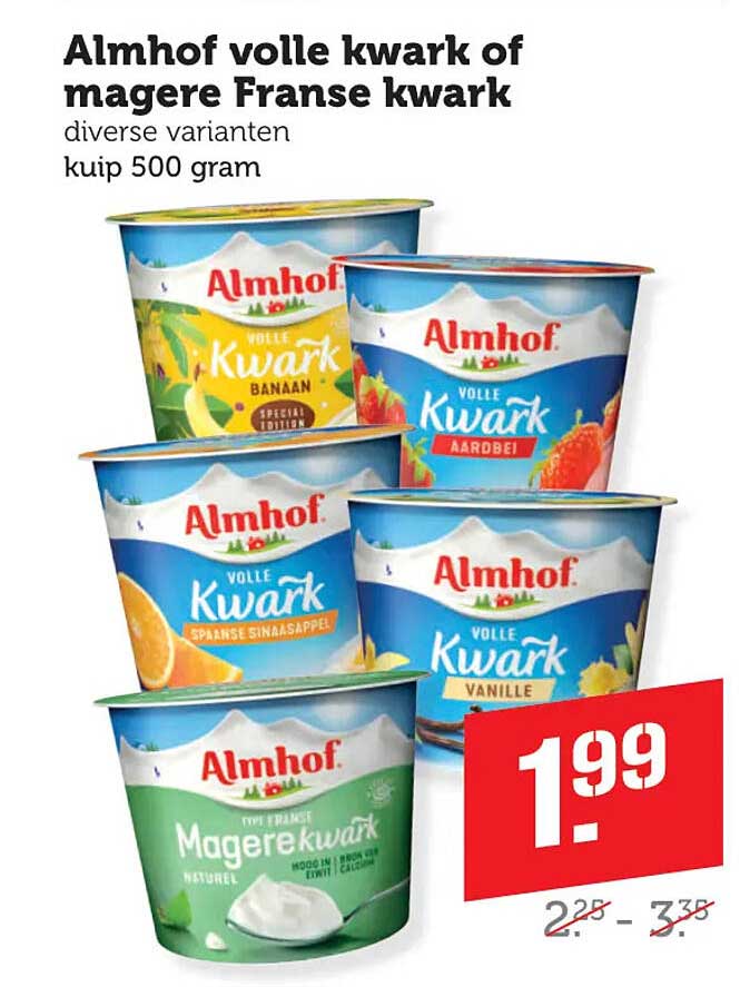 Almhof volle kwark of magere Franse kwark diverse varianten kuip 500 gram