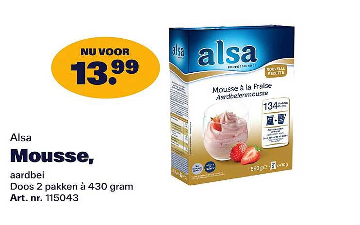 Alsa Mousse, aardbei Doos 2 pakken à 430 gram