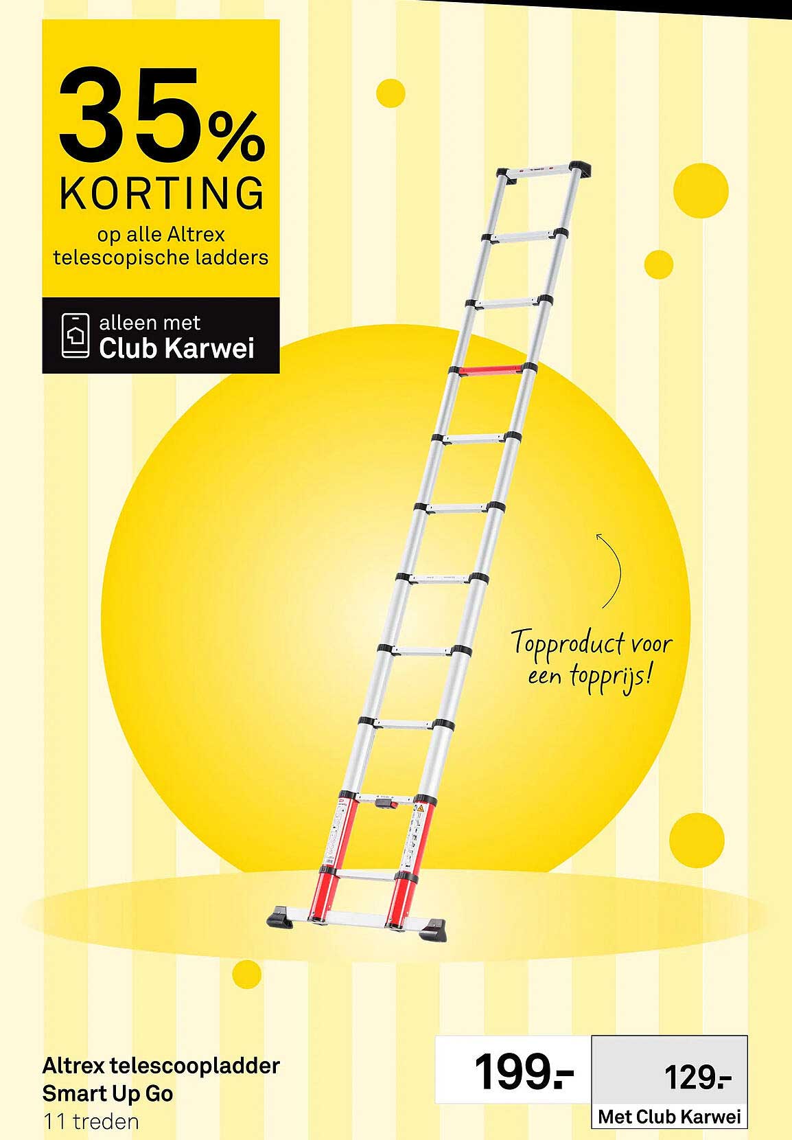 Altrex telescopladder Smart Up Go 11 treden 35% KORTING