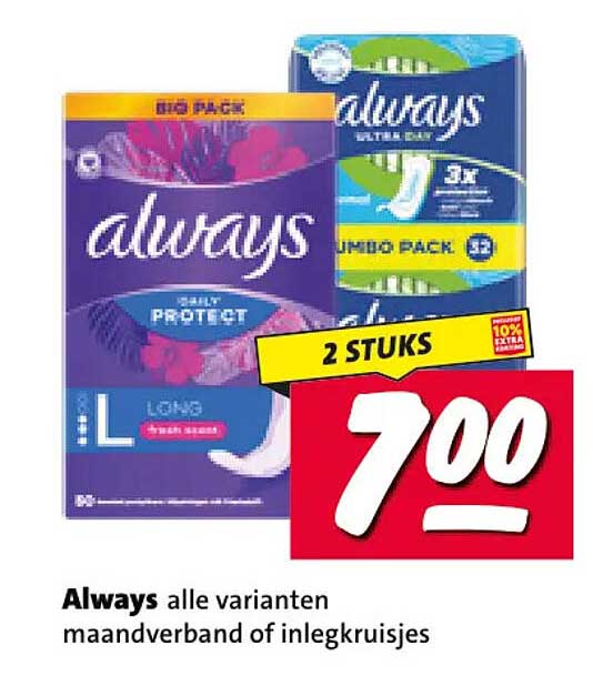 Always alle varianten maandverband of inlegkruisjes 2 STUKS